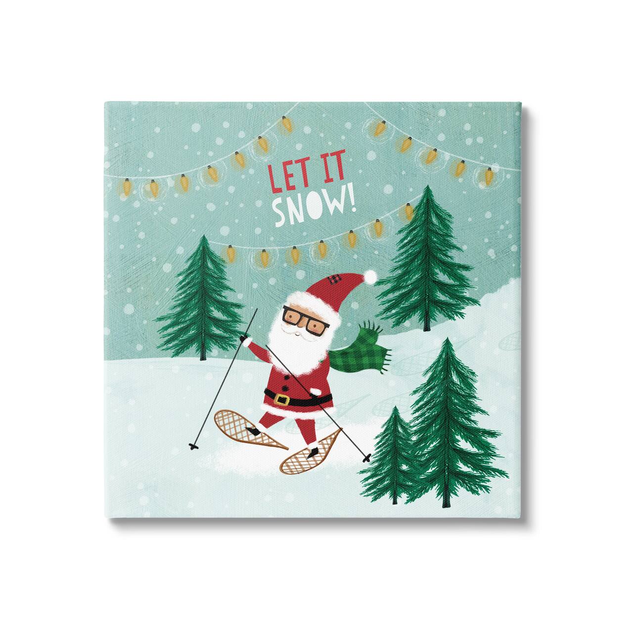 Stupell Industries Let It Snow Santa Snowshoeing Canvas Wall Art